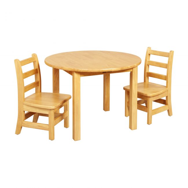 30in Round Hardwood Table with 20in Legs and Two 10in Chairs - Honey