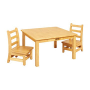 30in Square Hardwood Table with 16in Legs and Two 8in Chairs - Honey