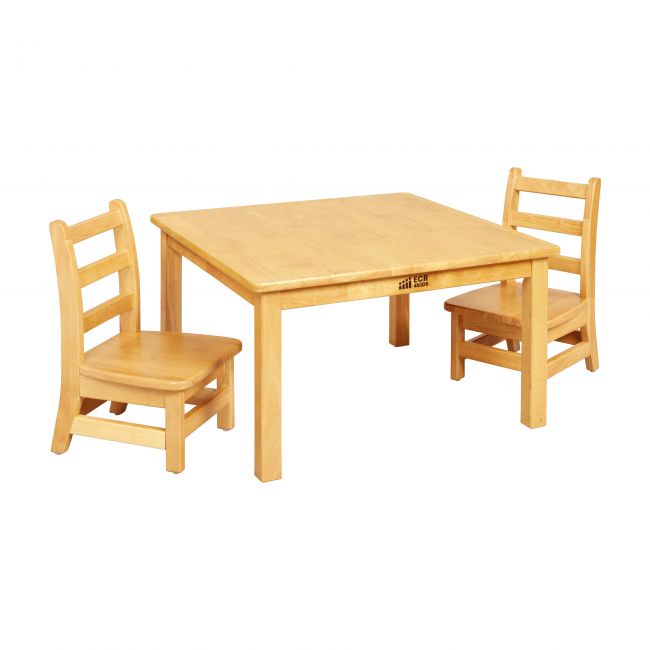 30in Square Hardwood Table with 16in Legs and Two 8in Chairs - Honey