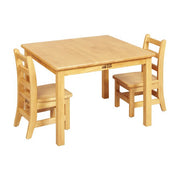 30in Square Hardwood Table with 20in Legs and Two 10in Chairs - Honey