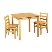 30in Square Hardwood Table with 28in Legs and Two 16in Chairs-Honey