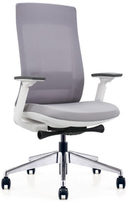 Elevate White Frame - Gray Fabric Seat