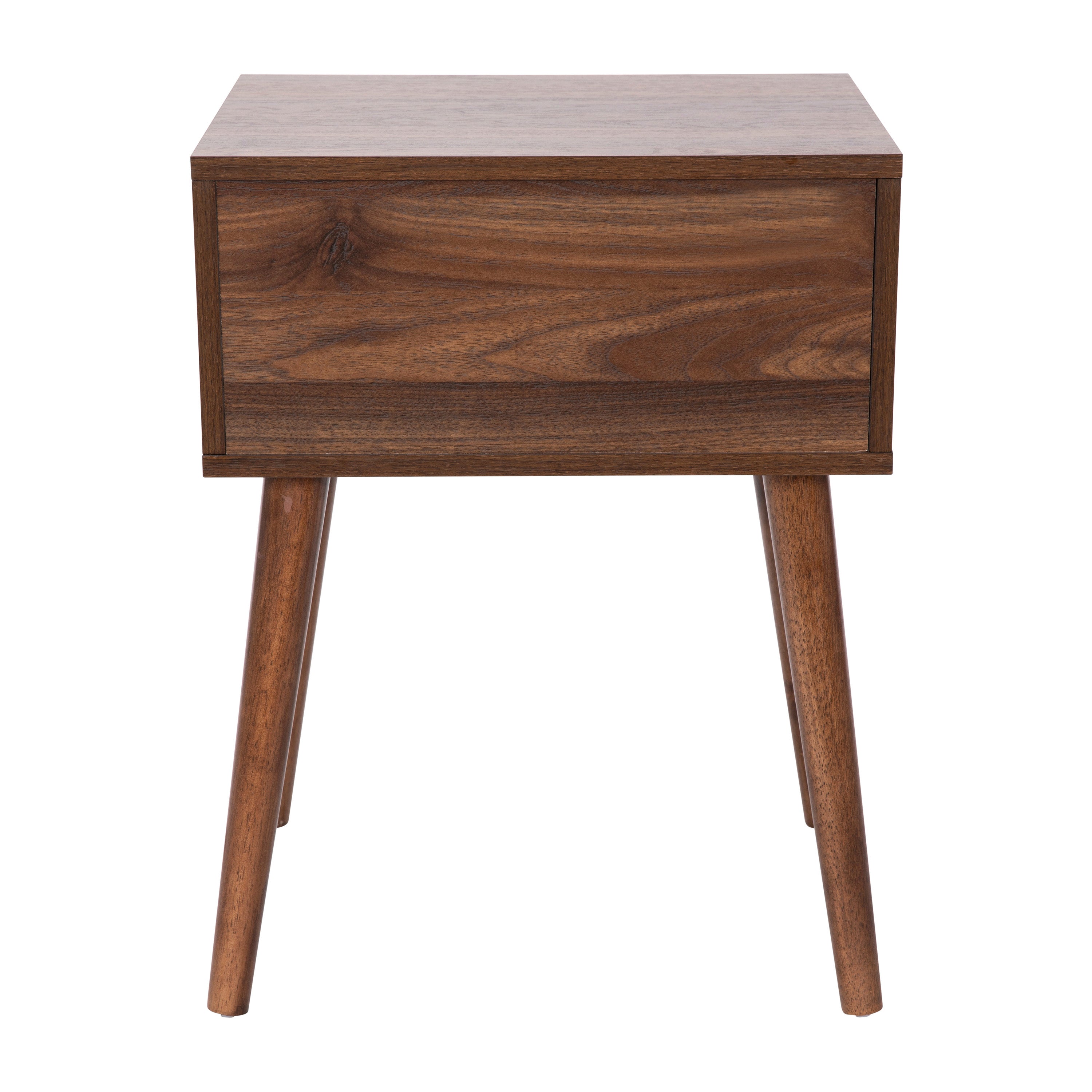 Hatfield Mid-Century Modern One Drawer Wood Nightstand, Side Accent or End Table with Soft Close Storage Drawer, Dark Walnut