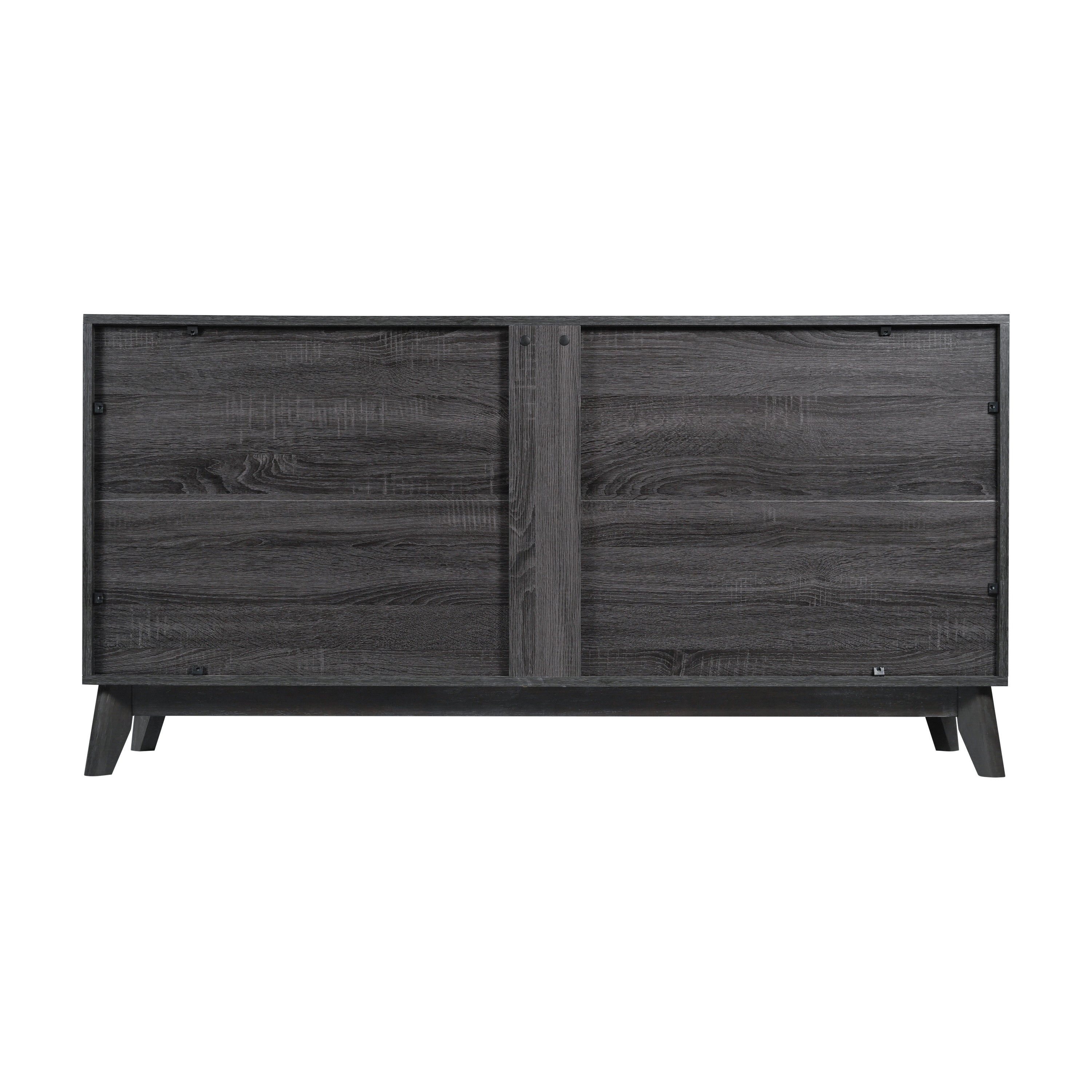Hatfield Mid-Century Modern 60 Inch 4 Door Storage Buffet Sideboard, 4 Soft Close Doors, Adjustable Shelves, TV Stand for up to 64" TV's, Black Wash