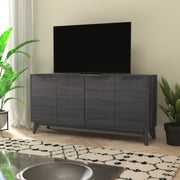 Hatfield Mid-Century Modern 60 Inch 4 Door Storage Buffet Sideboard, 4 Soft Close Doors, Adjustable Shelves, TV Stand for up to 64" TV's, Black Wash