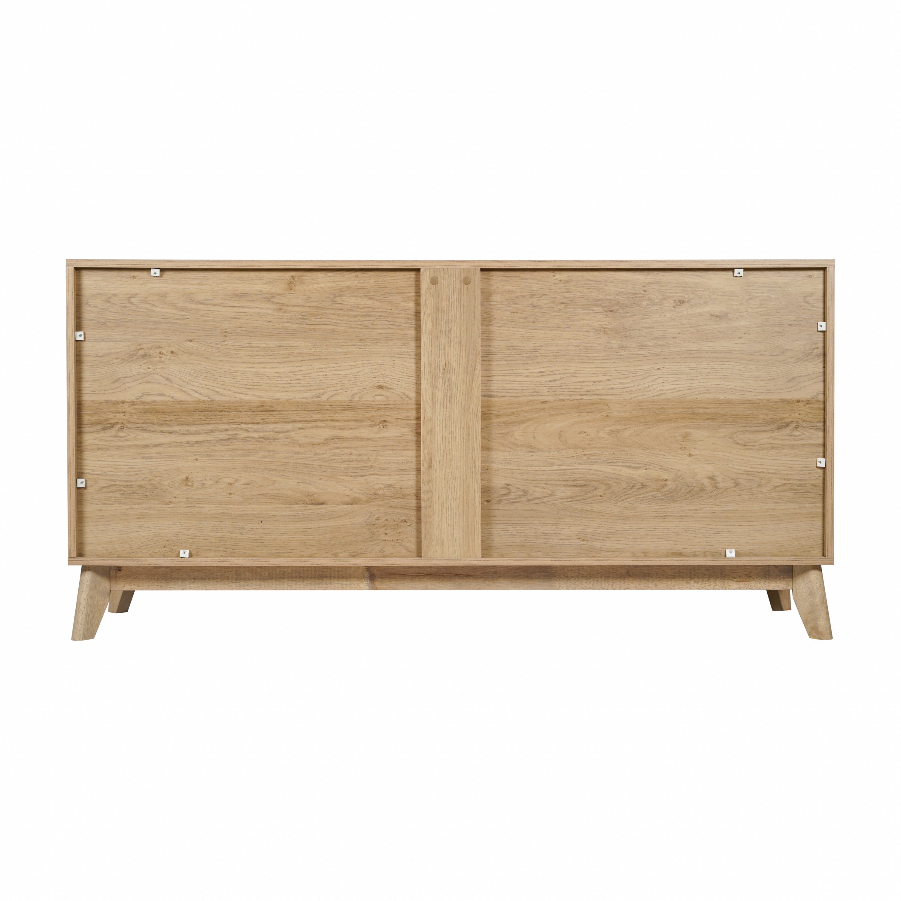 Hatfield Mid-Century Modern 60 Inch 4 Door Storage Buffet Sideboard, 4 Soft Close Doors, Adjustable Shelves, TV Stand for up to 64" TV's, Light Natural
