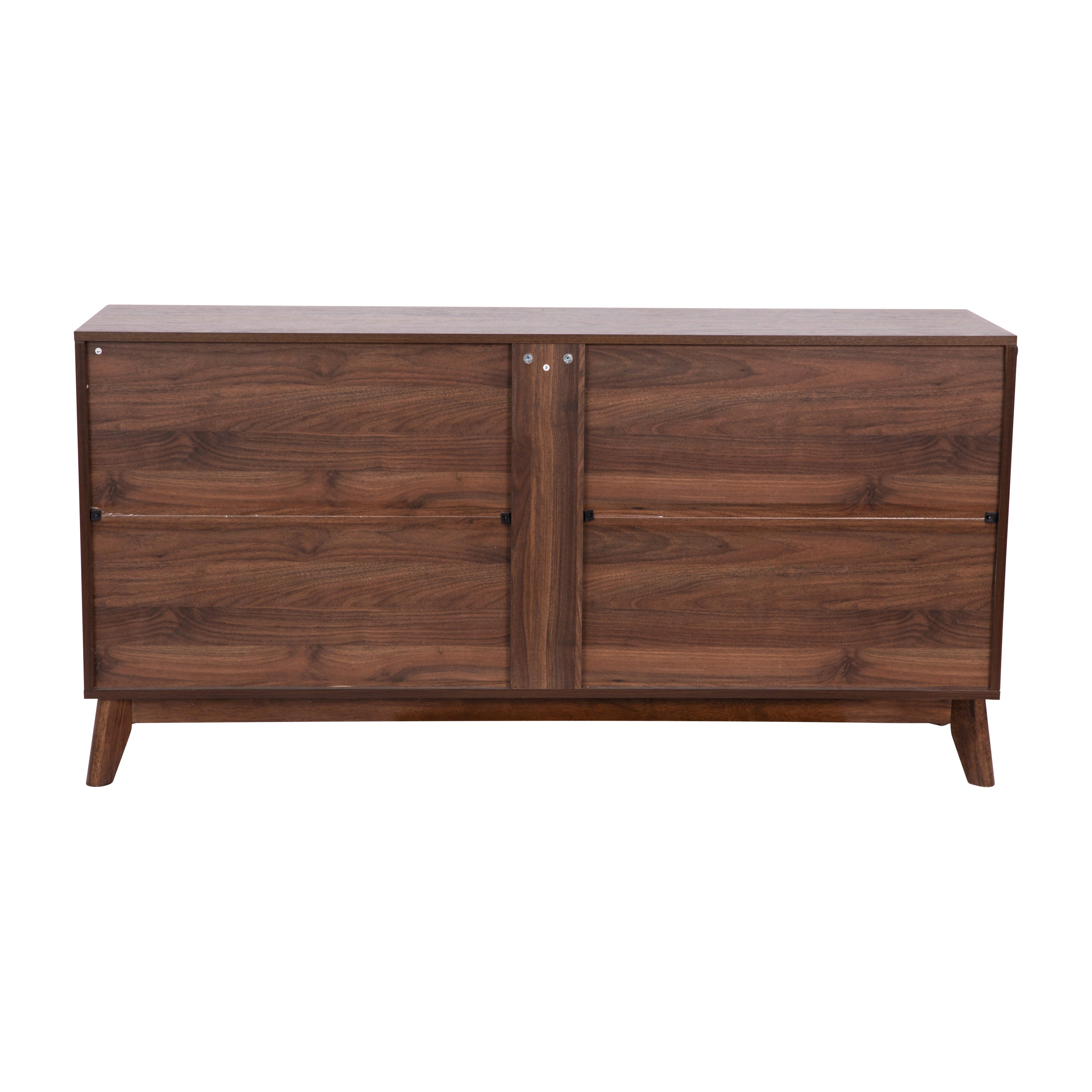 Hatfield Mid-Century Modern 60 Inch 4 Door Storage Buffet Sideboard, 4 Soft Close Doors, Adjustable Shelves, TV Stand for up to 64" TV's, Dark Walnut