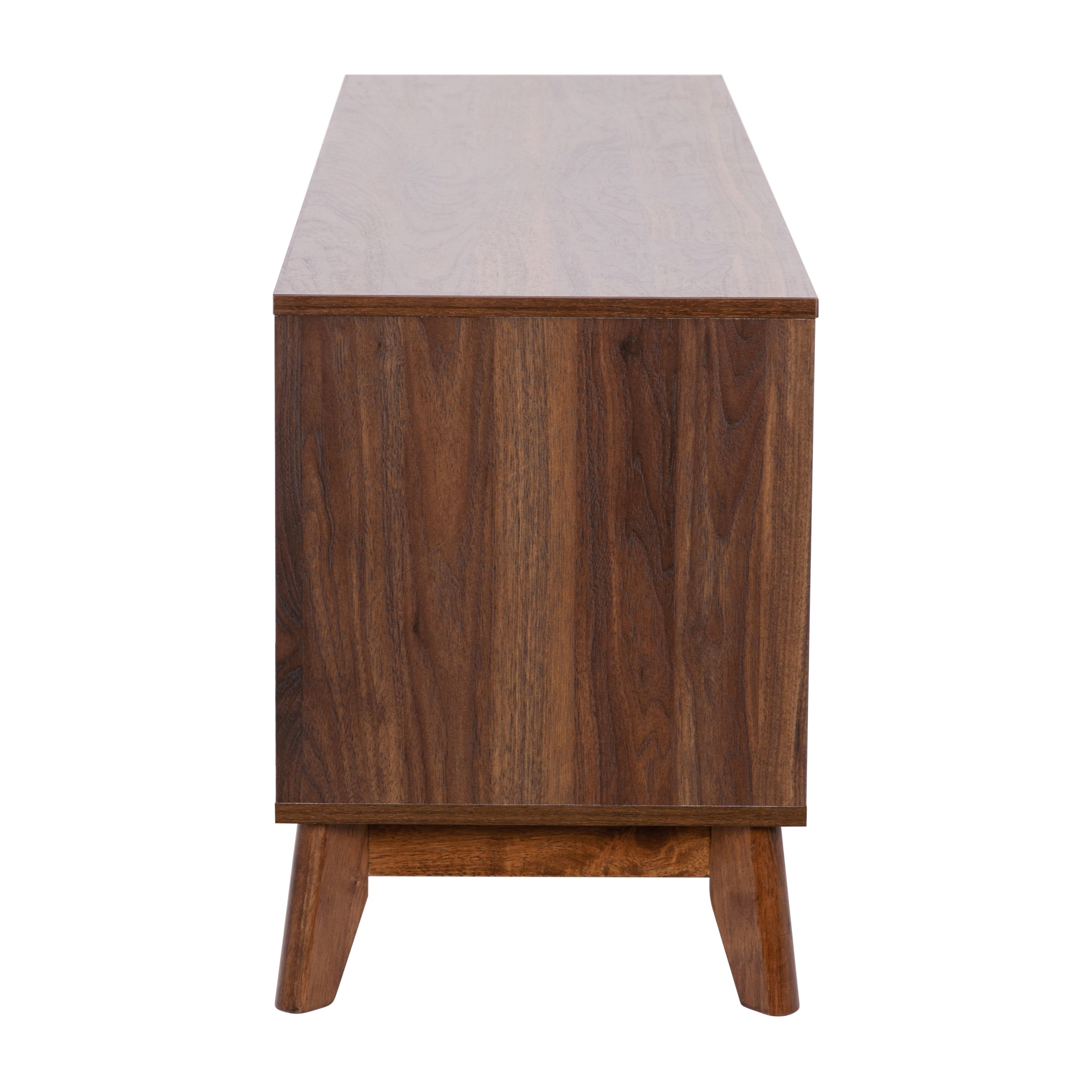 Hatfield Mid-Century Modern TV Stand in Walnut for up to 64 inch TV's - 60 Inch Media Center with Adjustable Center Shelf and Dual Soft Close Doors