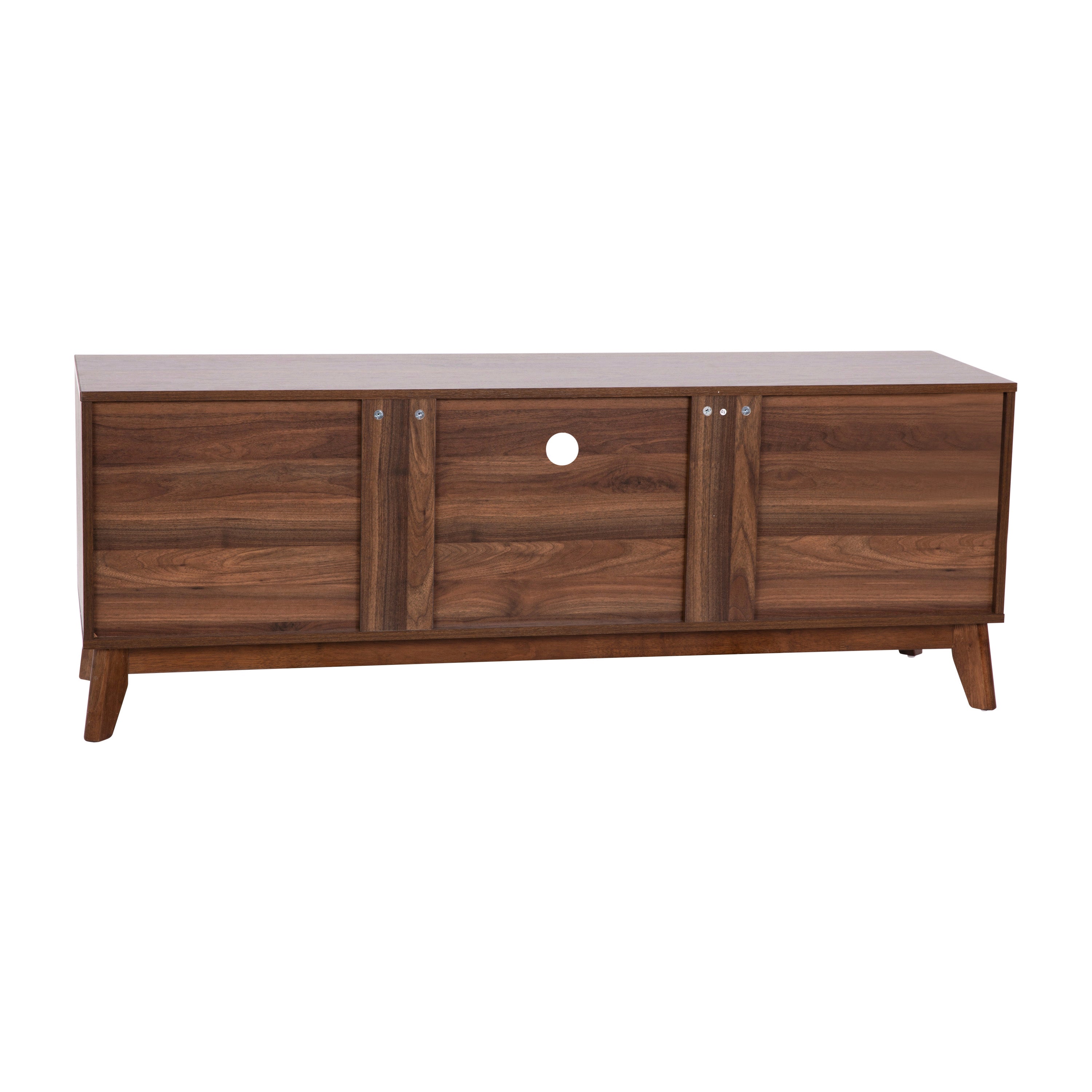 Hatfield Mid-Century Modern TV Stand in Walnut for up to 64 inch TV's - 60 Inch Media Center with Adjustable Center Shelf and Dual Soft Close Doors