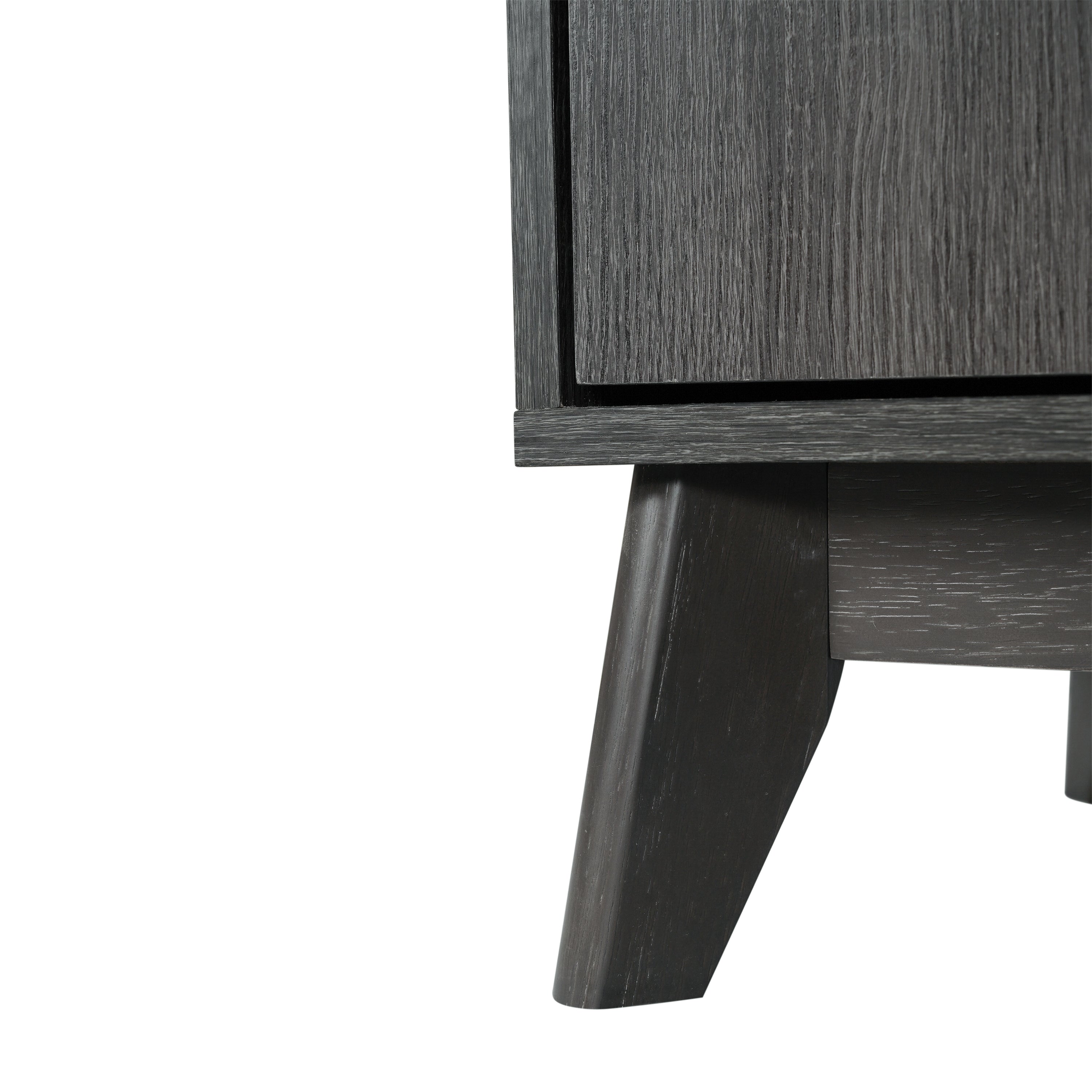 Hatfield Mid-Century Modern TV Stand in Black Wash for 65+ Inch TV's - 70 Inch Media Center with Adjustable Center Shelf and Dual Soft Close Doors