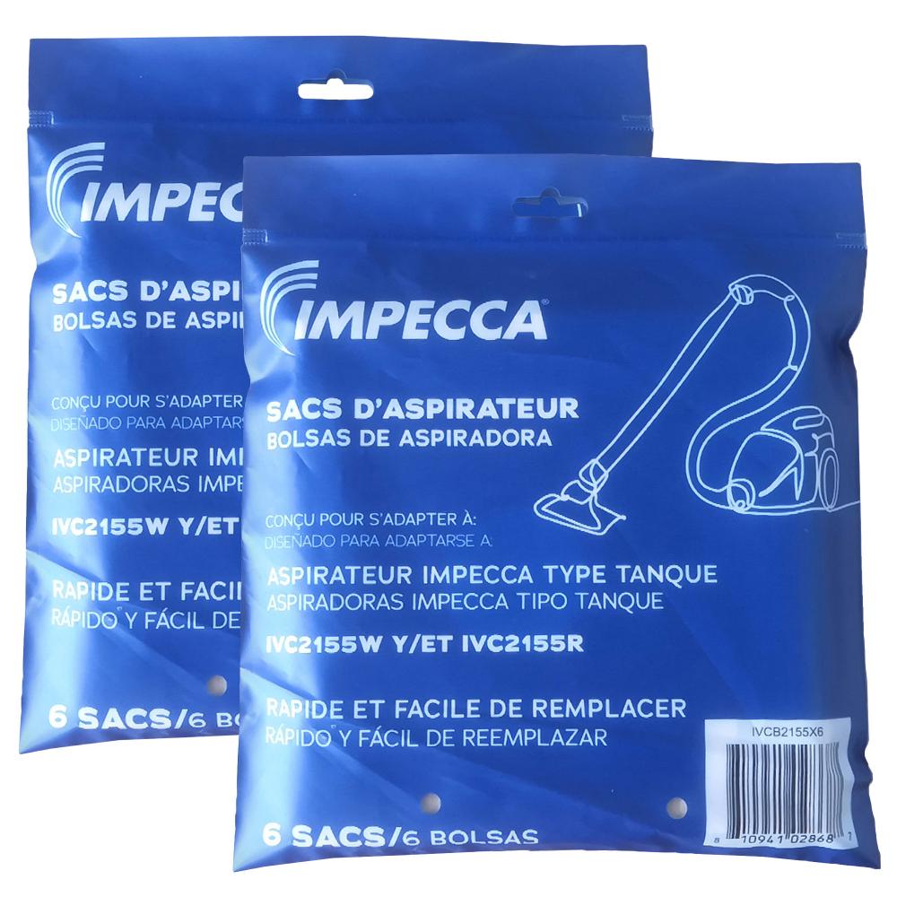Impecca Impecca Bagged Canister Vacuum Cleaner + Two Packs of 6-Replacement Bags (IVC2155R) - Red