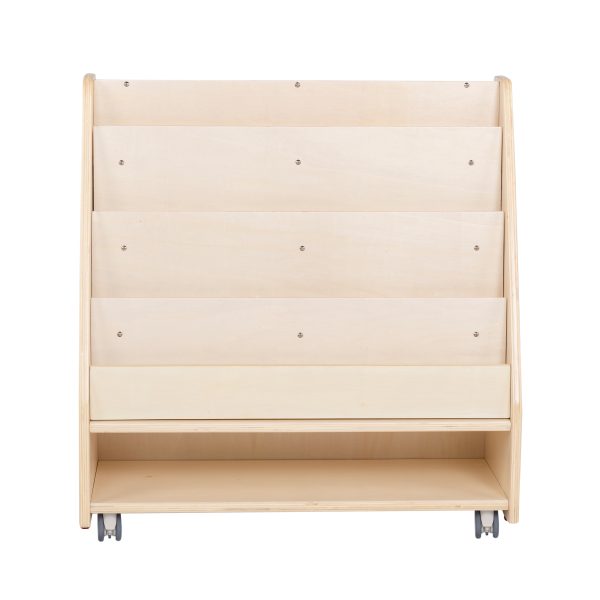 Mobile 4-Shelf Book Display with Storage - Assembled
