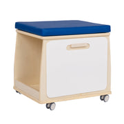Mobile Teacher Stool with Storage - Blue Cushion - RTA