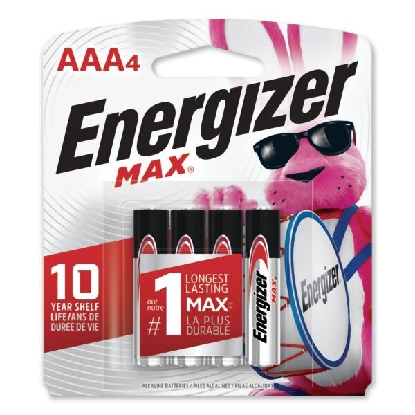 Energizer MAX Alkaline Batteries, Size AAA, 4 per pack, 24 packs per case