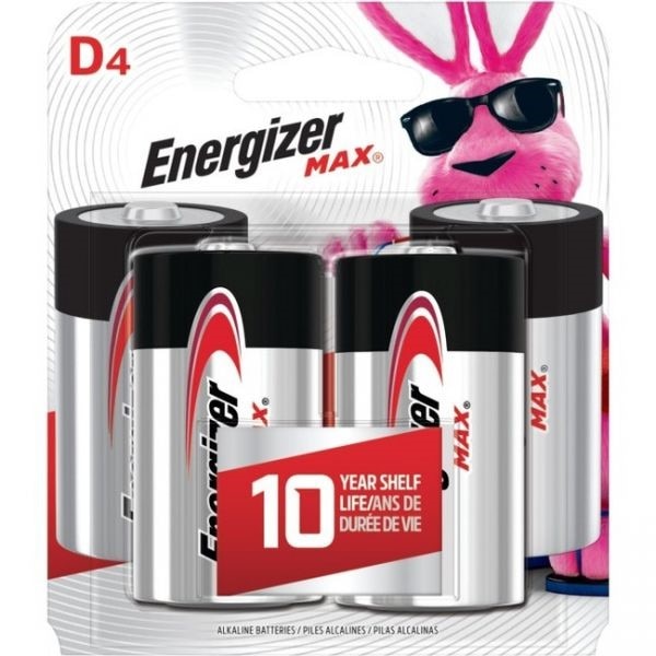 Energizer MAX Alkaline Batteries, Size D, 4 per pack, 12 packs per case