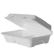 Vanguard™ Renewable & Compostable Molded Fiber Clamshells, 2-Cmpt - 9in x 6in x 3in - Case of 250