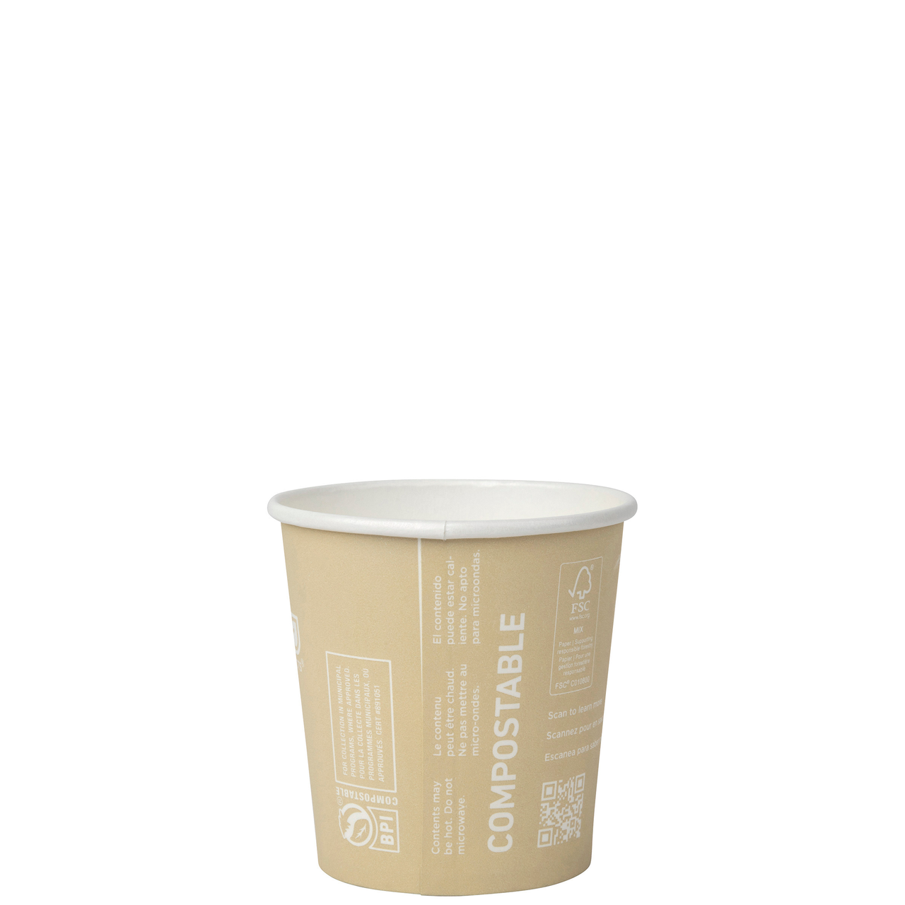 World Art Renewable & Compostable Hot Cups - 4 oz. - Case of 1000
