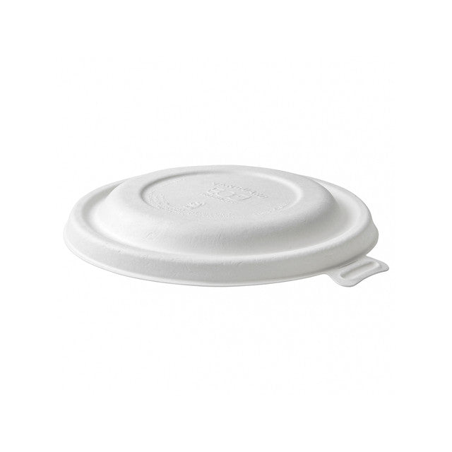 Vanguard™ WorldView™ Renewable & Compostable Domed Round Molded Fiber Lid, Fits 12-16oz Molded Fiber Bowls - Case of 400