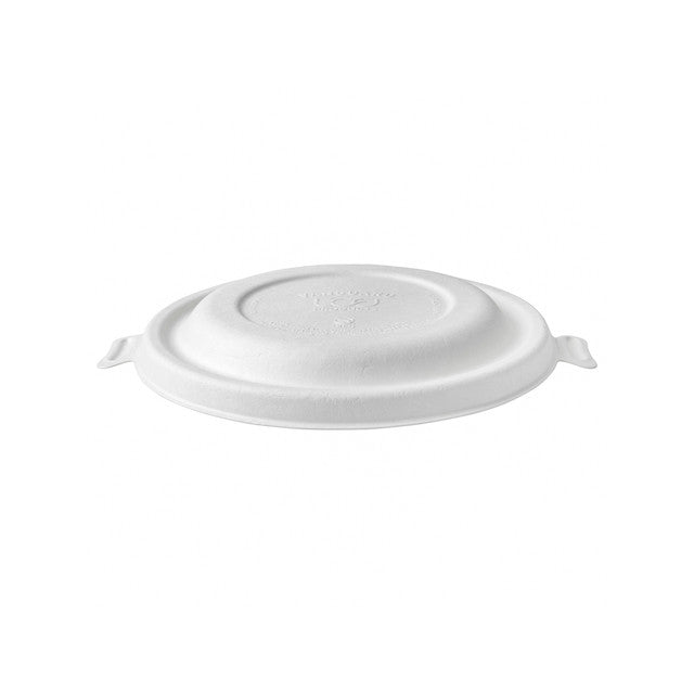Vanguard™ WorldView™ Renewable & Compostable Domed Round Molded Fiber Lid, Fits 12-16oz Molded Fiber Bowls - Case of 400