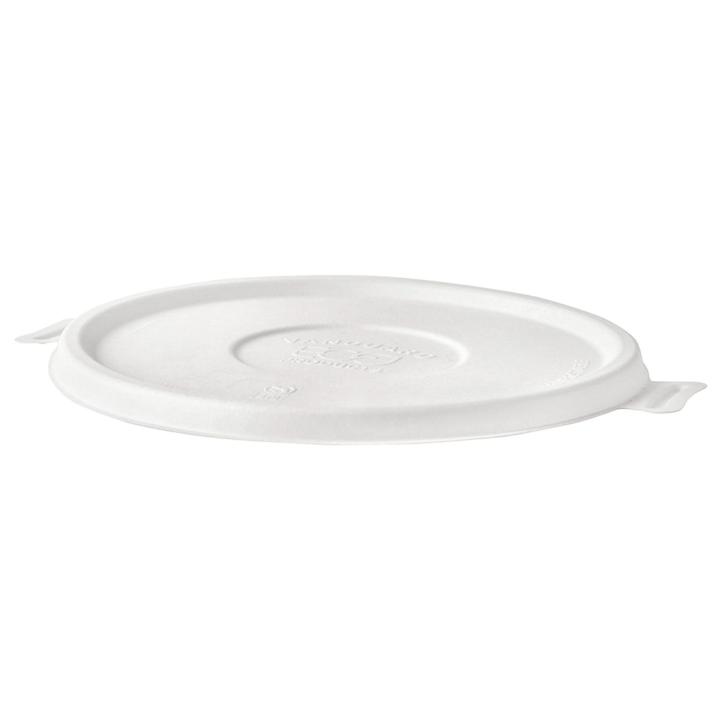 Vanguard™ WorldView™ Renewable & Compostable Flat Molded Fiber Lid, Fits 24-46oz Molded Fiber Bowls - Case of 400