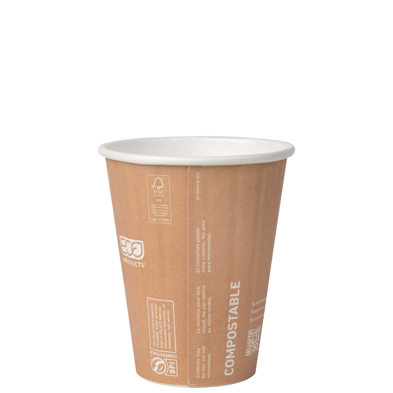 World Art Renewable & Compostable Insulated Hot Cups -8oz. - Case of 800
