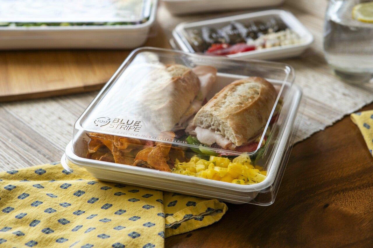 WorldView™ 100% Post-Consumer Recycled Content Lids, 9in Shallow, Fits 9in Square Molded Fiber Containers - Case of 200