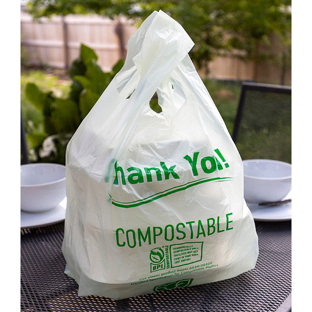 Medium Compostable Shopper Bag - 21" - Case of 500