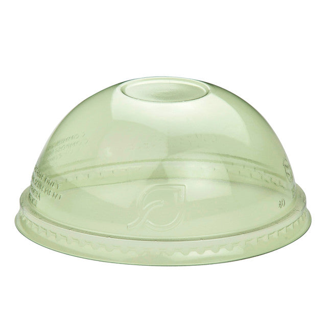 Veridian™ Renewable & Compostable Cold Cup, No Hole Dome Lids - 9-24oz. Green - Case of 1000