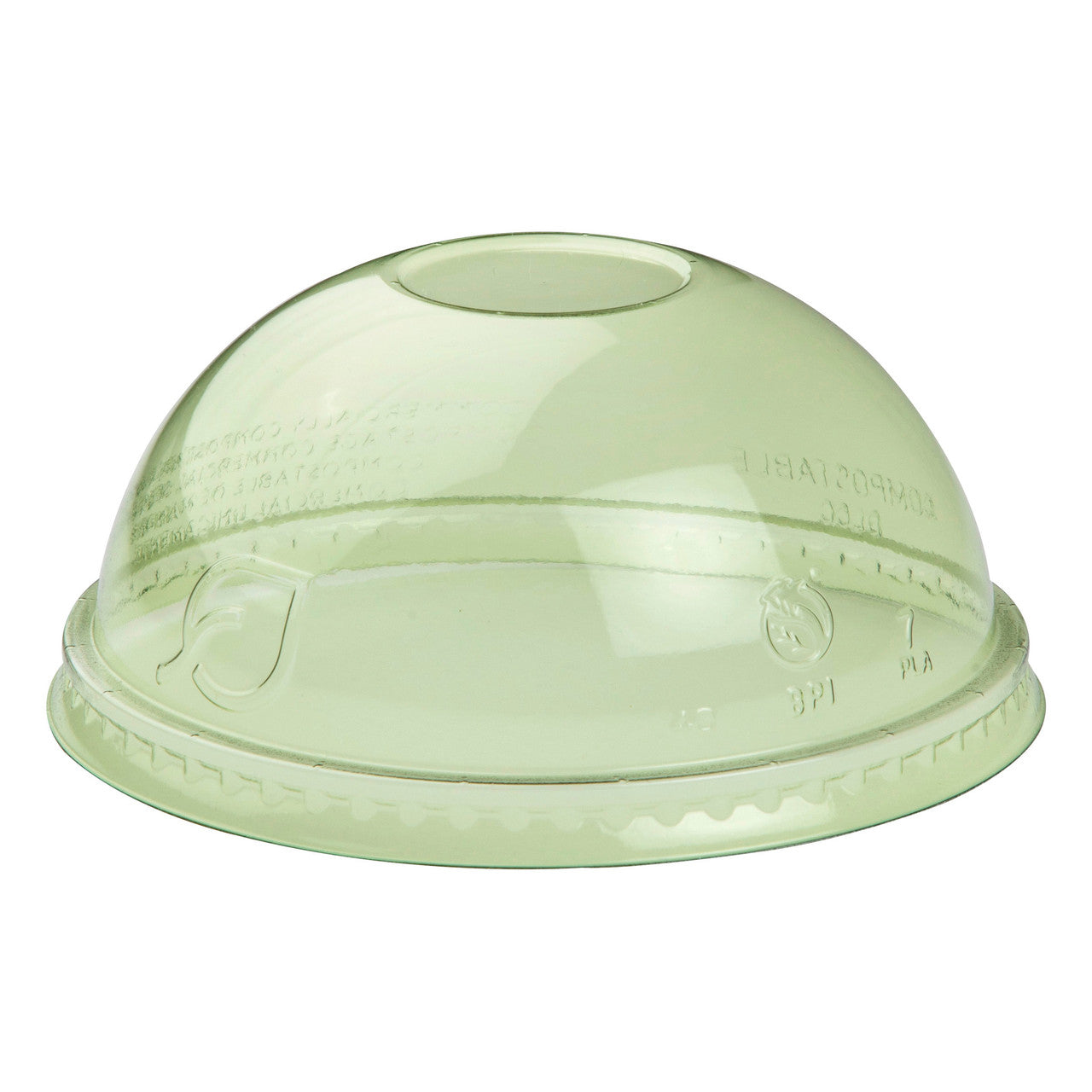 Veridian™ Renewable & Compostable Cold Cup, No Hole Dome Lids - 9-24oz. Green - Case of 1000