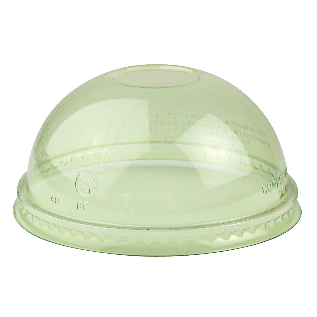 Veridian™ Renewable & Compostable Cold Cup, No Hole Dome Lids - 9-24oz. Green - Case of 1000
