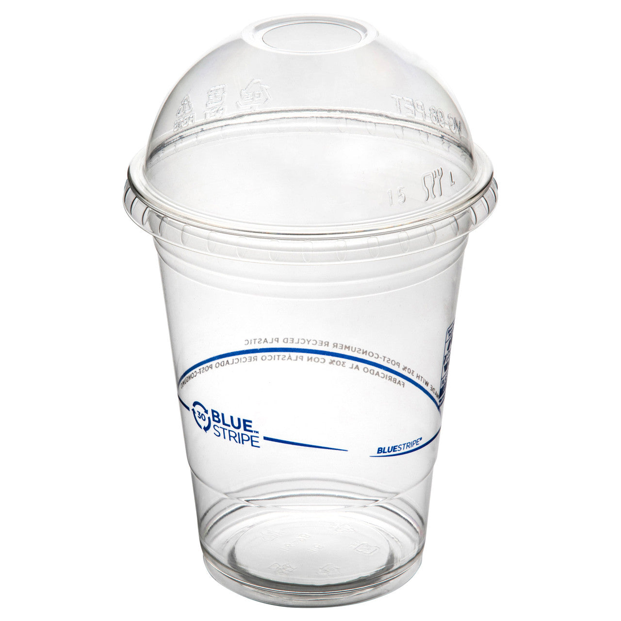 BlueStripe 30% Recycled Content Cold Cup Dome Lids, Fits 9-24oz Blue Stripe Cups - Case of 1000