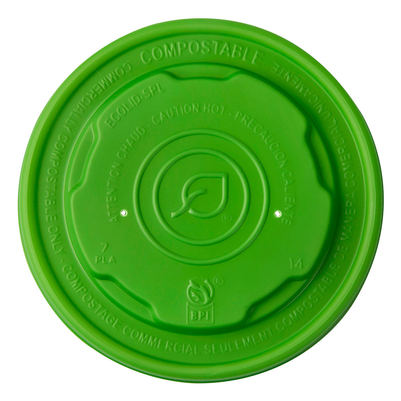 Veridian™ EcoLid Renewable & Compostable Food Container Lids, Fits 12,16, 32oz sizes Green - Case of 500