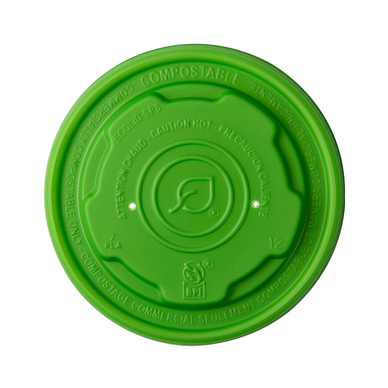 Veridian™ EcoLid Renewable & Compostable Food Container Lids, Fits 8oz and 10oz sizes Green - Case of 1000
