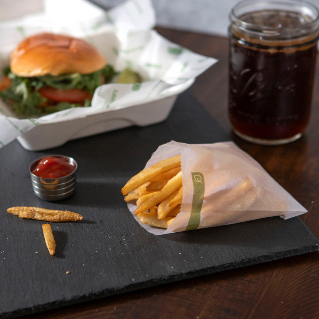 Renewable & Compostable Dry Wax White French Fry Bag 4.5x4.5 - Case of 1000