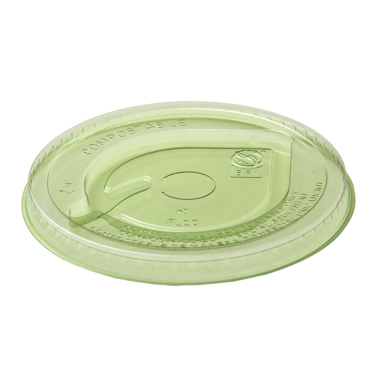 Veridian™ GreenStripe Renewable & Compostable Cold Cup Flat Lids - Fits 9 - 24oz. Cold Cups Green - Case of 1000