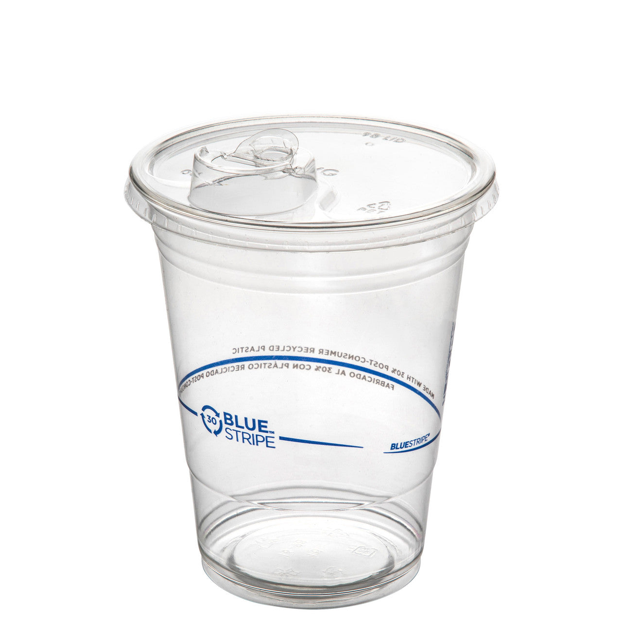 BlueStripe 30% Recycled Content Cold Cup Sip Lids, Fits 9-24oz Blue Stripe Cups - Case of 1000