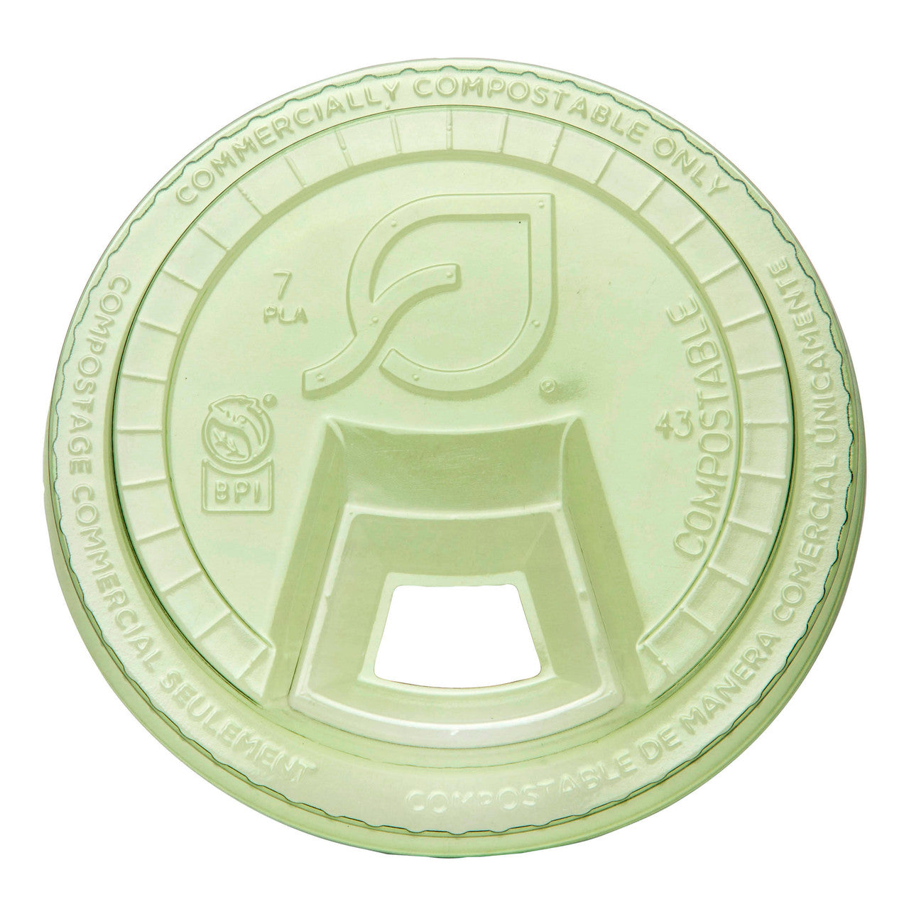 Veridian™ Renewable & Compostable Sip Lid, Fits 9-24oz Cups Green - Case of 1000