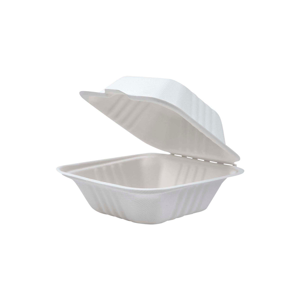 Vanguard™ Renewable & Compostable Light Duty Molded Fiber Clamshells - 6in x 6in x 3in - Case of 500