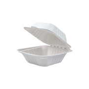 Vanguard™ Renewable & Compostable Light Duty Molded Fiber Clamshells - 6in x 6in x 3in - Case of 500