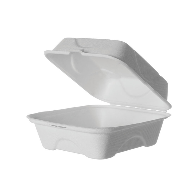 Vanguard™ Renewable & Compostable Molded Fiber Clamshells - 6in x 6in x 3in - Case of 500
