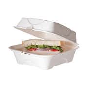 Renewable & Compostable Molded Fiber Clamshells - 6in x 6in x 3in - Case of 500