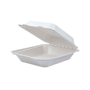 Vanguard™ Renewable & Compostable Light Duty Molded Fiber Clamshells - 8in x 8in x 3in - Case of 200