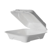 Vanguard™ Renewable & Compostable Molded Fiber Clamshells - 8in x 8in x 3in - Case of 200