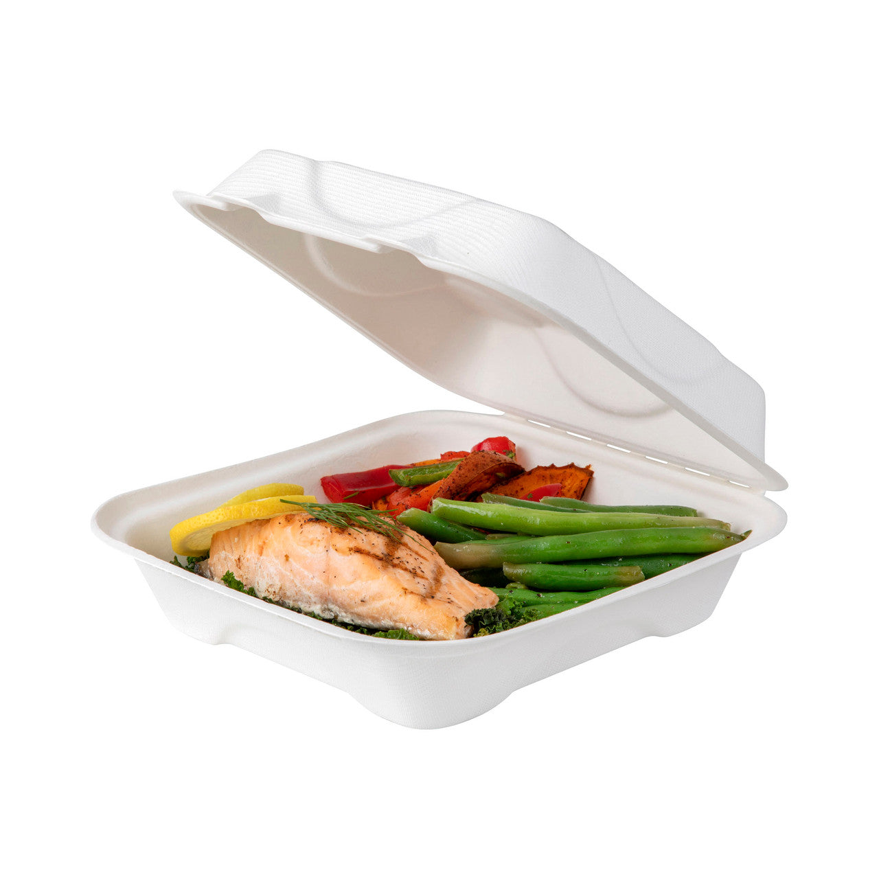 Vanguard™ Soak Proof 8" x 8" x 3" Hinged Molded Fiber Clamshell - Case of 200
