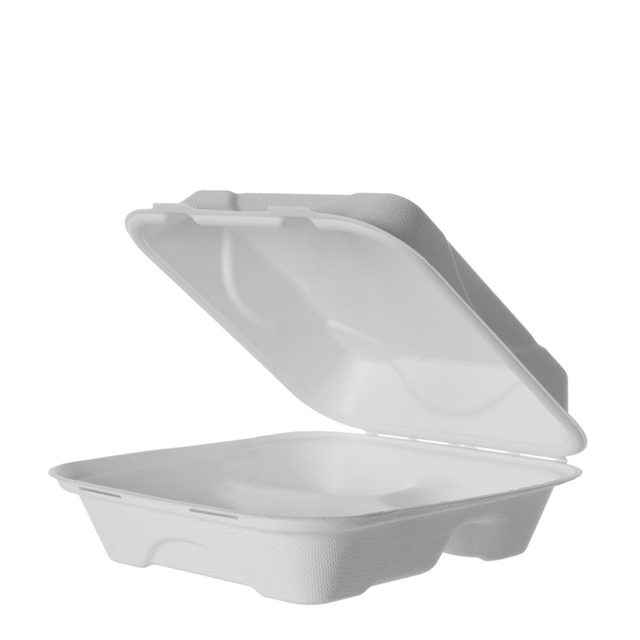 Vanguard™ Renewable & Compostable Molded Fiber Clamshells, 3-Cmpt - 8in x 8in x 3in - Case of 200