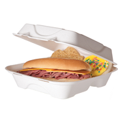 Renewable & Compostable Molded Fiber Clamshells, 3-Cmpt - 8in x 8in x 3in - Case of 200