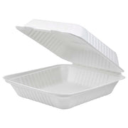 Vanguard™ Renewable & Compostable Light Duty Molded Fiber Clamshells - 9in x 9in x 3in - Case of 200