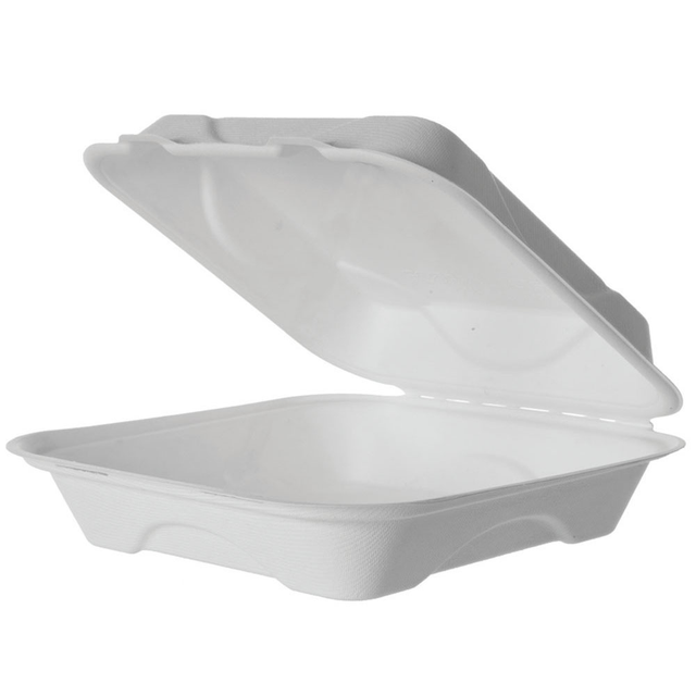 Vanguard™ Renewable & Compostable Molded Fiber Clamshells - 9in x 9in x 3in - Case of 200