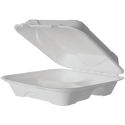 Vanguard™ Renewable & Compostable Molded Fiber Clamshells, 3-Cmpt - 9in x 9in x 3in - Case of 200