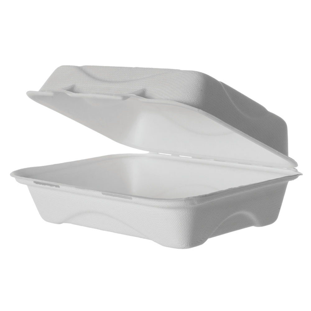 Vanguard™ Renewable & Compostable Molded Fiber Clamshells - 9in x 6in x 3in - Case of 250